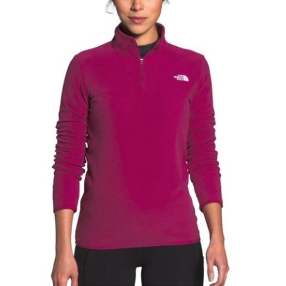 THE NORTH FACE Glacier 1/4 Zip Fleece Pullover Women L Plum Light Outdoor Sporty